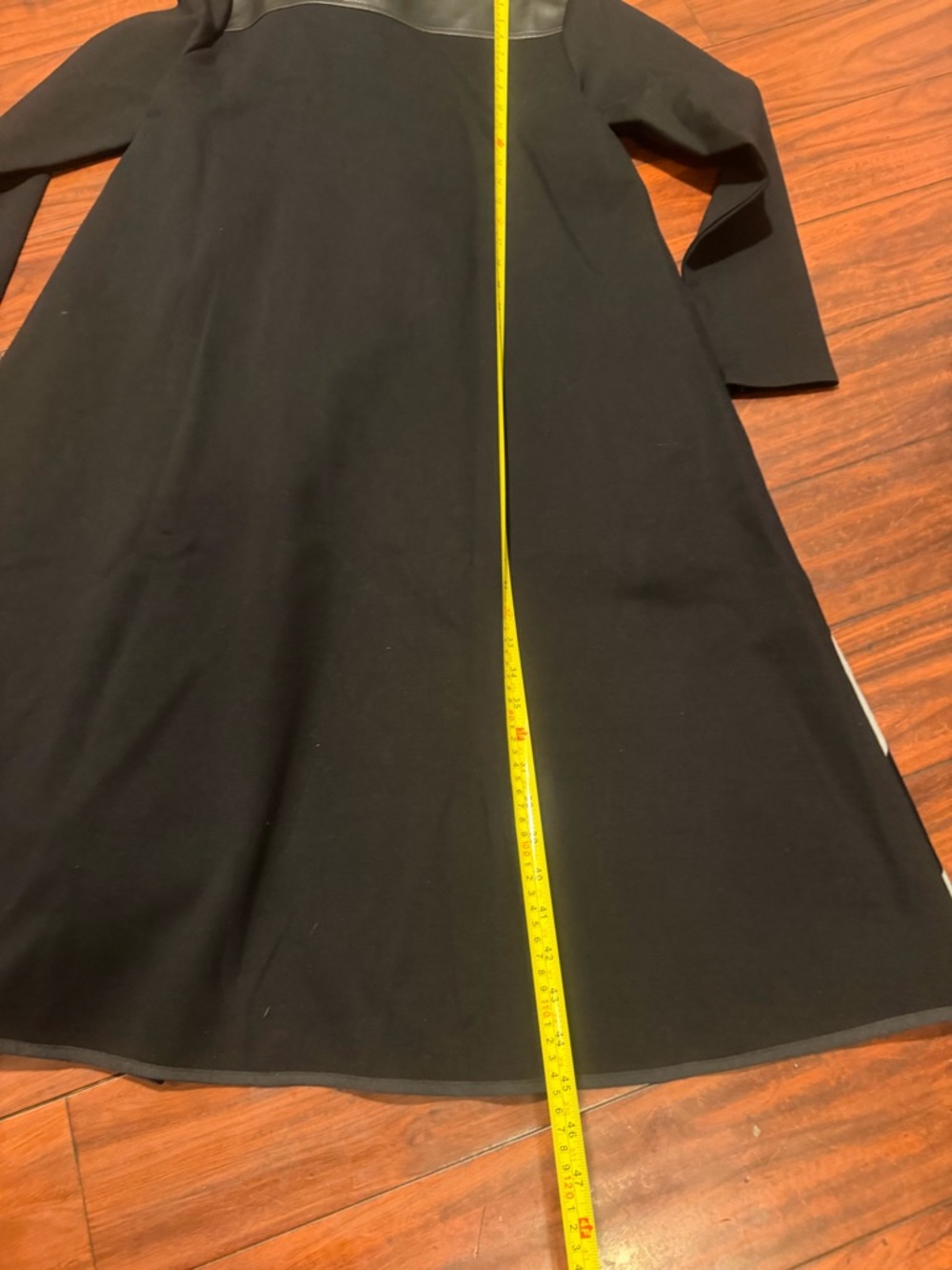 METAMORPHOZA  Black Trench dress coat  with Gray Stripe Panel - Picture 3 of 16